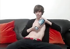 Solo fleshlights session with meaty lad Clark