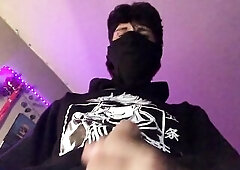 Glamorous male groaning