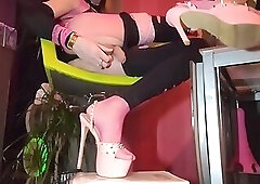 🐹Leggings Déchiré, BoDyRose, Talons Aiguilles Roses Clous, String Latex  VaneSsaBiTCHx BarBie