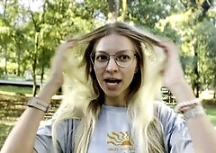 Two kinds of foot slaves for platinum-blonde Goddess Bella Rae