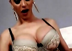 Dude gets fucked by an amazing tranny in classy lingerie