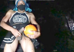 Emo babe Miikakawaiii takes a facefuck in public with that massive donk