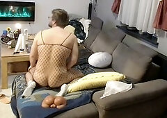 Gay femboy, male sex toys, fishnet fuck