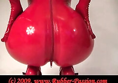 See Red Rubber on now! - Latex, Catsuit, Solo Porn Woman in a red rubber catsuit