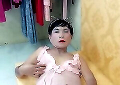Transgender Oanh Le wearing sexy lingerie porn making love to fuck cock too much pleasure