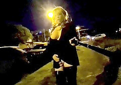 Bimbo Sissy Slut Flashing By Busy Road (gets Seen)