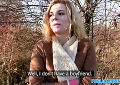 Public Agent Sexy Lost golden-haired sucks stranger’s penis for money