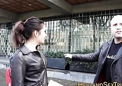 Amsterdam bitch rides and jerks tourists wang for cum