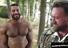 RAGING STALLION - Hairy Chest, Huge Cock, No Condom - Jericho James Owned in the Wild