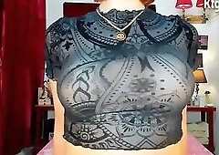 big boobs filipina shemale slut with tattoos wanks on cam