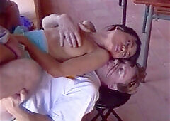 Bisexual lesson experiment with students leads to a hot MMF threesome with a shared wife