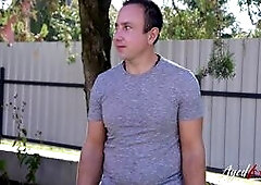 Gardener Roberto pushes the flowers into the ground and then shoves his penis into Arwen's mouth