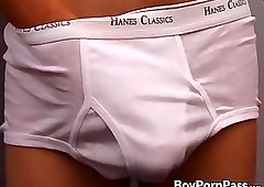 Three twinks play with dildo before smashing butts and nuts