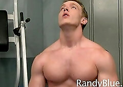 Hot Beefy Guy Petting Himself In A Gym
