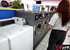 Black Female-dominator Destiny Mira's Steamy Laundromat Hookup wt BIGGEST Tool
