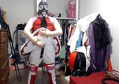 vinyl Sissy Costume Play Amy Rose Gasmask Breathplay with Vibro