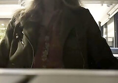 My hard pierced teats are in the open in a sheer blouse in a bar. Touching my nipps in public