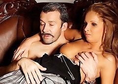 Angelic doll in stockings Lauryn May is enjoying intensive DP sex