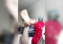Hey boyz, it’s me, Victoria! In this quick little clip I’m sitting at my computer desk in my hoodie and white shorts. I tease u with my cute red s