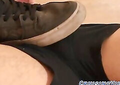 Solo foot fetish gay fondles himself