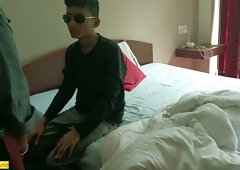 Slender Asian maid and man in intimate bedroom encounter