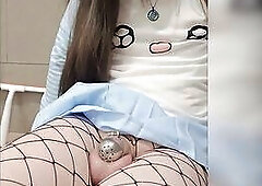 Femboy Peeing in Chastity
