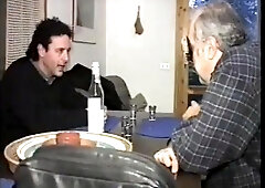 Old couple with bisex young male, mmmm, vintage