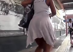 Hot butt in dress that is white