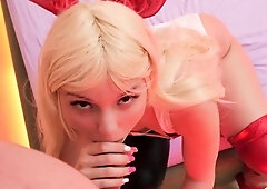 Blonde Bombshell Maddy Nelson's Shaved Pussy Takes a