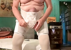 Lingerie-clad guy gets kinky with his big bulge in high-definition jerk-off session!