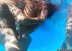 Horny TS pool orgy gets wet and messy