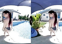 Lewd playgirl Luna Lynx fingers her vagina at pool — VirtualTaboo