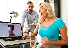 Very horny glamorous blonde Athena Palomino rides on a big dick