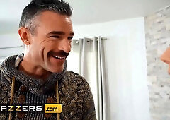 Rachel Starr gets 'stuck' under a table with her pussy inserting out to get charles' attention - brazzers