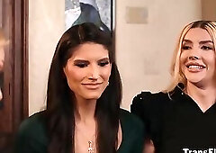 Rachael Cavalli fucks these roommates Zariah Aura and Leah Hayes with a strap on