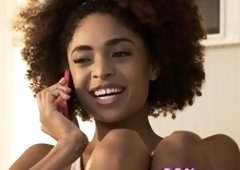 Afro ebony hottie jizzed