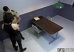 Young long haired thief raw fucked by two police officers