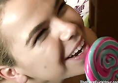 Youthful and fascinating teen gets her cute fanal-copulationed