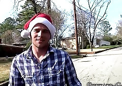 Gay elf gets xmas bukkake