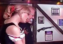 Redhead crossdresser sucking old man cock