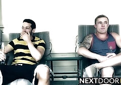 Markie pounds Silas on the kitchen counter