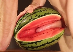 Muscular Stud Fucks and Cums on Watermelon