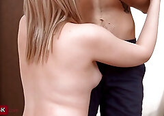 Young blonde babe gets her pussy drilled and filled with cum