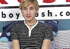 Blond twink dildo fucking himself during solo masturbation