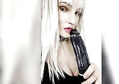 Large Ebony Sex tool Sucking in Female Mask
