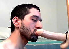 Ukrainian gay scene with Ricky Cage using a dildo for some hardcore fun