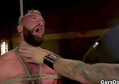 Muscle Daddy Colby Jansen Dominates Hairy Leather Stud Donnie Argento in Hard BDSM Bondage
