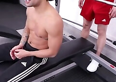 Porn stars, gym, same time