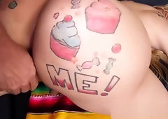 Luscious tbabe with kinky tattoos has her fat ass drilled