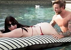 Blow job & Butt Eating in the Pool - big beautiful woman Gets Large Ass Licked - Paige Steele, Steve Rickz